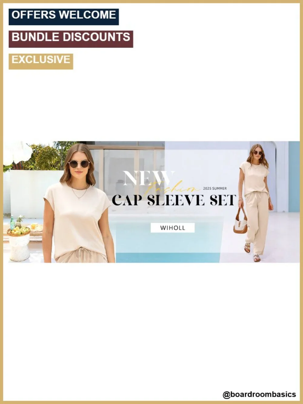 Women's 2 Piece Lounge Set with Cap Sleeve Top and Wide Leg Pants